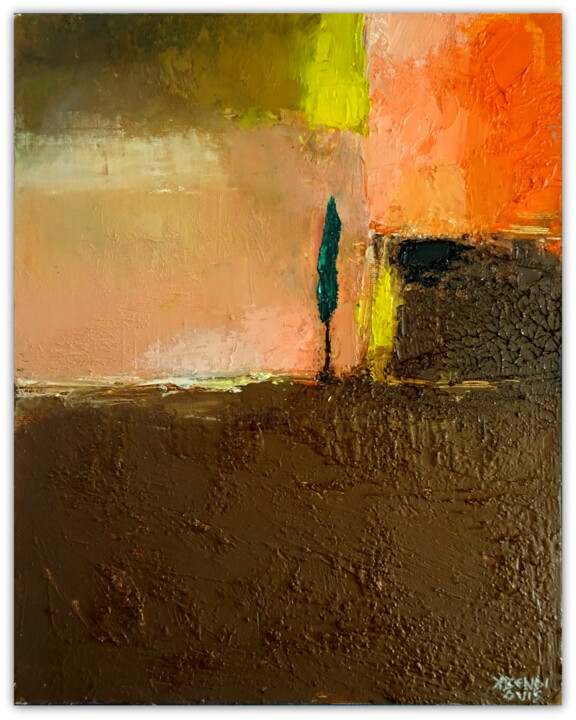 Peinture intitulée "Debout ,solitaire e…" par Kam Bendi, Œuvre d'art originale, Huile Monté sur Carton