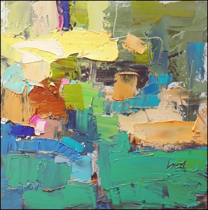 Painting titled "January abstraction" by Kazimierz Mordarski, Original Artwork, Oil