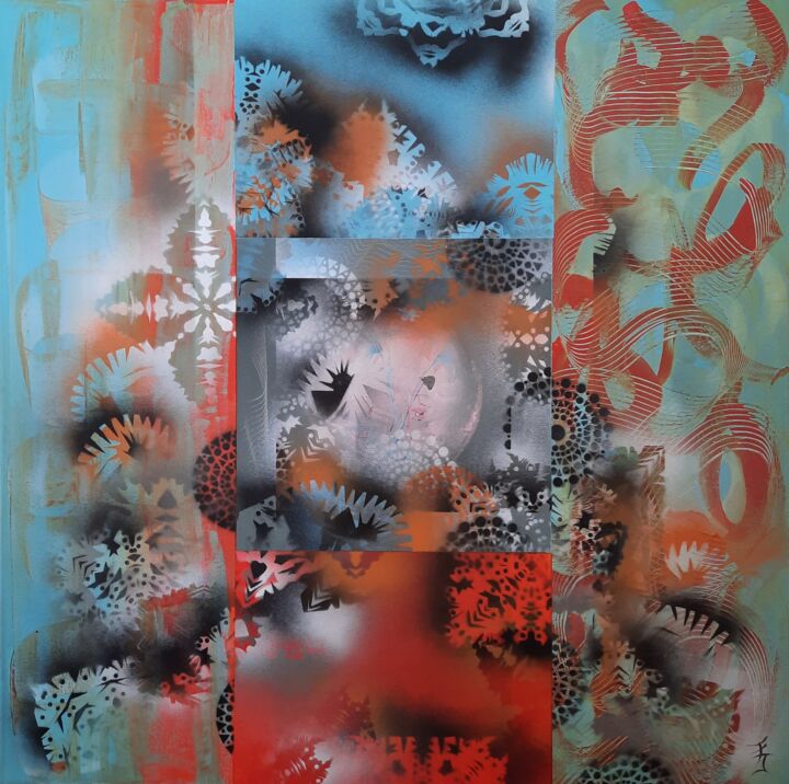 Painting titled "LIBERTÉ" by La Dentellière Des Couleurs, Original Artwork, Acrylic Mounted on Wood Stretcher frame