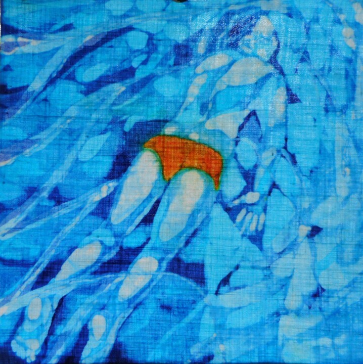 Peinture intitulée "Batik: Schwimmer (i…" par Antje Witzel (AKbatikart), Œuvre d'art originale, Cire Monté sur Plexiglas