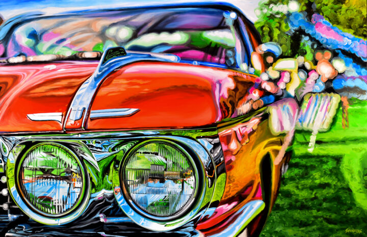 Little Red Cadillac Pittura, 36,2x55,9 in
