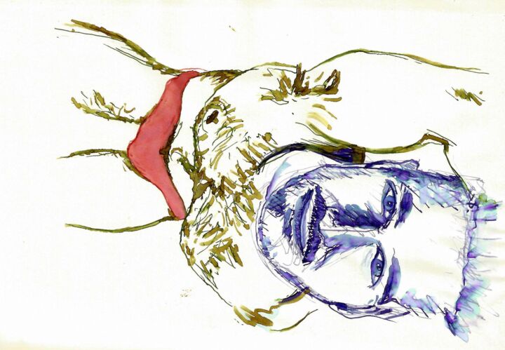 Dessin intitulée "Pose 01" par Omeros, Œuvre d'art originale, Encre