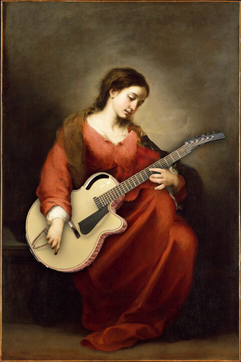 Electric Guitar Painting Parody Funny 绘画, 24x16 in