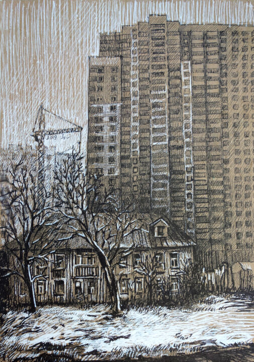Tekening getiteld "Urban contrasts- dr…" door Nadezhda Zueva, Origineel Kunstwerk, Marker