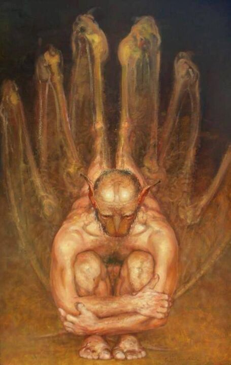 Painting titled "Thanatos" by Daniel Pielucha, Original Artwork, Oil