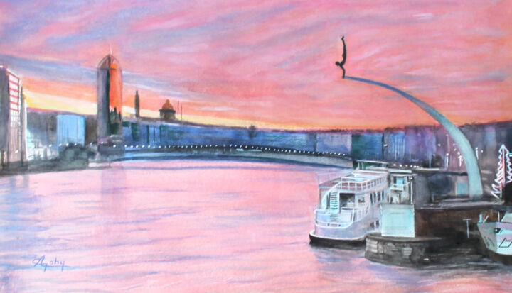 Peinture intitulée "Un soir de décembre…" par Adyne Gohy, Œuvre d'art originale, Aquarelle