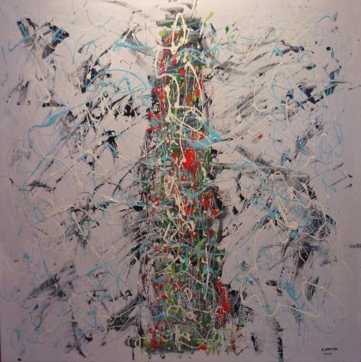 Peinture intitulée "Bouteille et blizza…" par Arnaud Broutin, Œuvre d'art originale, Acrylique Monté sur Châssis en bois