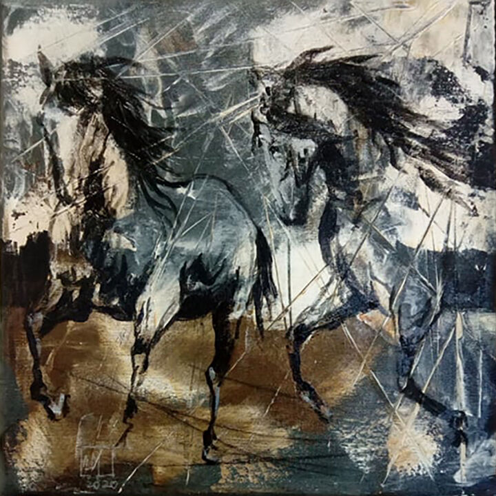 Horses C085 绘画, 11.8x11.8 in