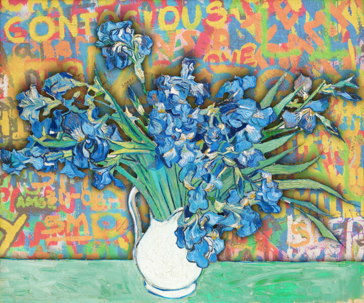 Graffiti Van Gogh Irises 绘画, 20x24 in