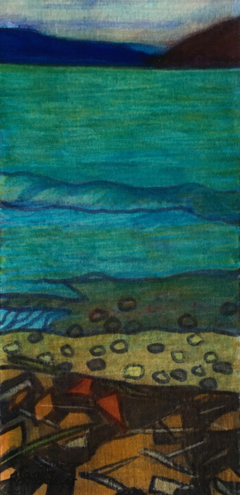 Sur la rive en hiver 图画, 7.3x3.5 in