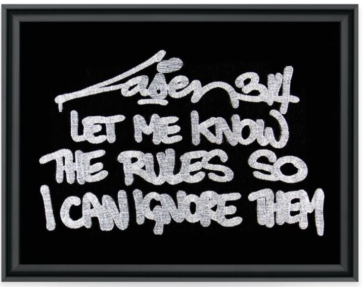 제목이 "Let me know the rul…"인 섬유 예술 Laser 3.14로, 원작, 자수