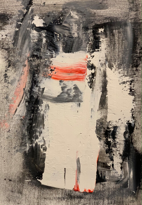 Man with flag 2022-3 绘画, 11.8x8.3 in