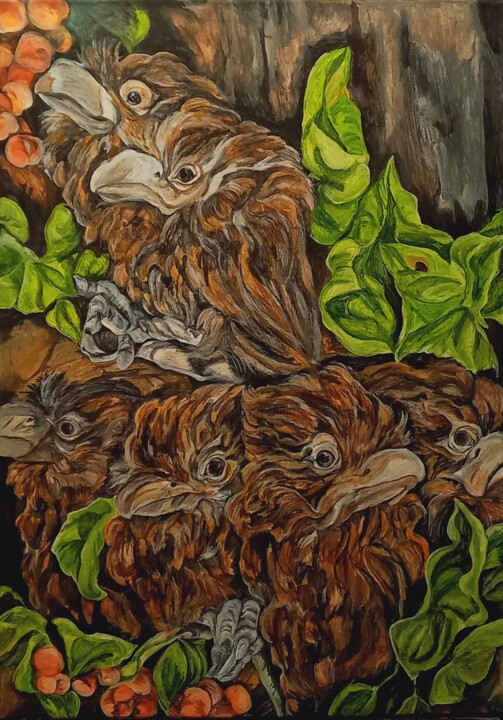 Птицы ночью 绘画, 27.6x19.7 in