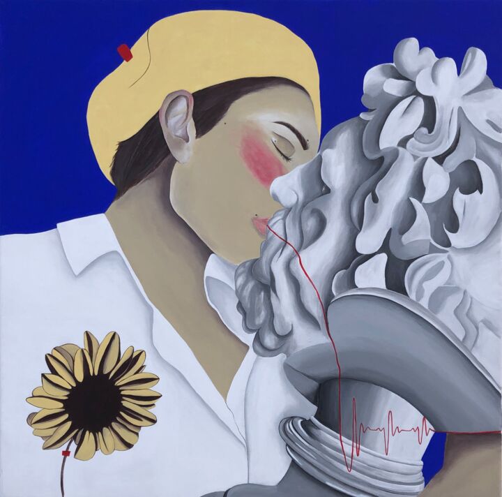 Painting titled "heartbeat" by Olga Zaitseva, Original Artwork, Acrylic