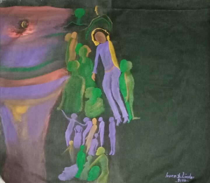 La traversée(The crossing) 绘画, 6.7x7.1 in