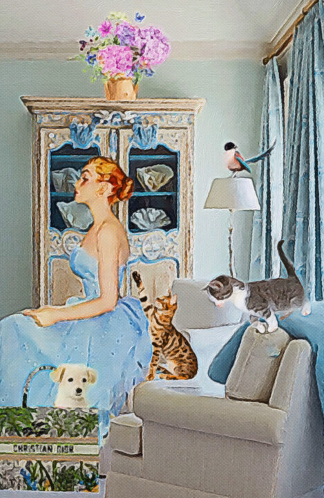 Malerei mit dem Titel "Up to no good" von Lucy Klimenko, Original-Kunstwerk, Öl