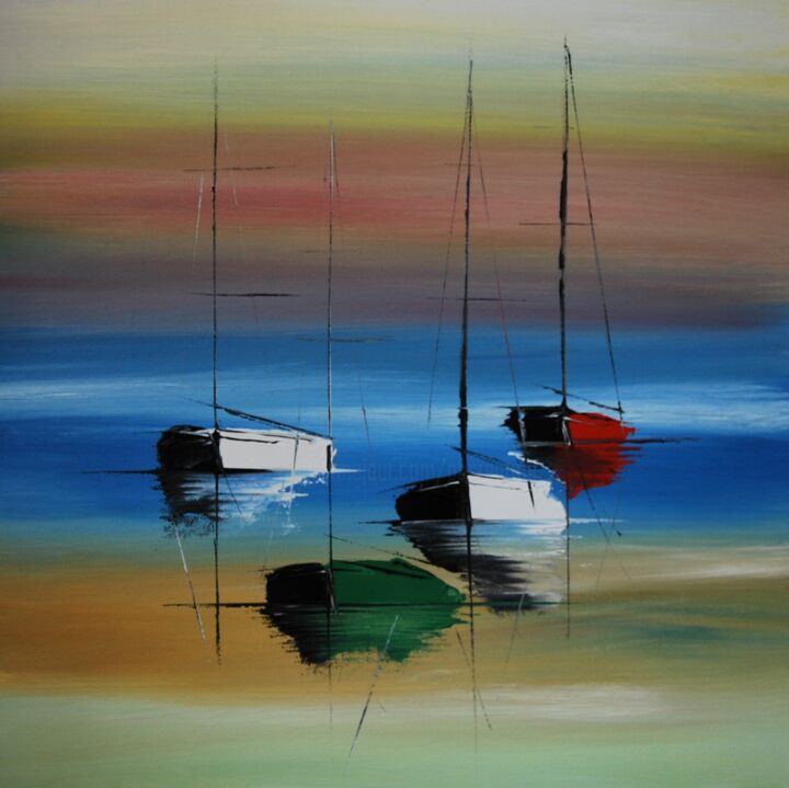 Voiliers au mouillage 2208 绘画, 15.8x15.8 in