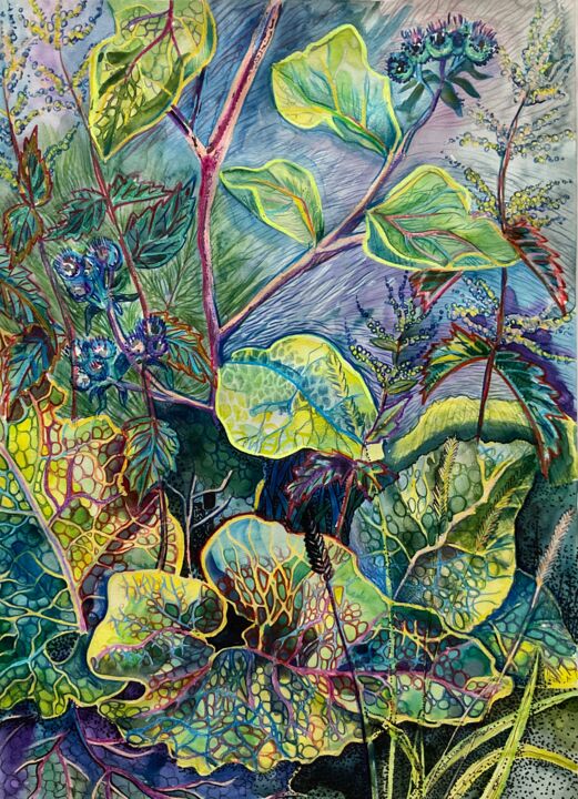 "Summer plants" 图画, 16.5x11.7 in