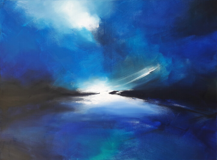 Painting titled "Terre boréale 10 (6…" by Luc Andrieux, Original Artwork, Oil Mounted on Wood Stretcher frame