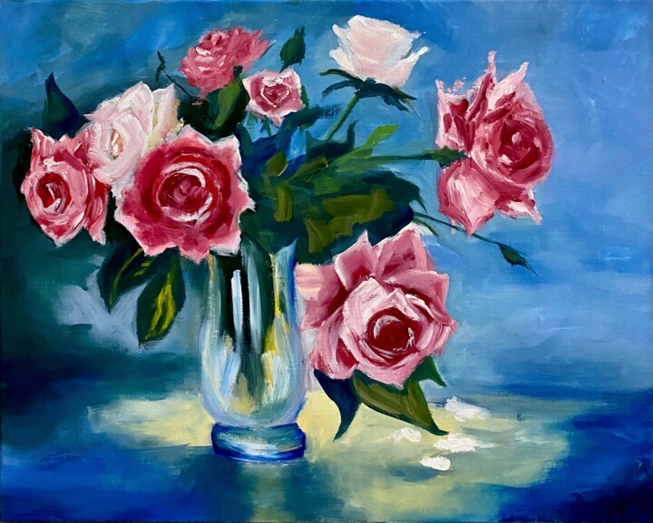 Malerei mit dem Titel "Roses" von Mariia Fedorova, Original-Kunstwerk, Öl