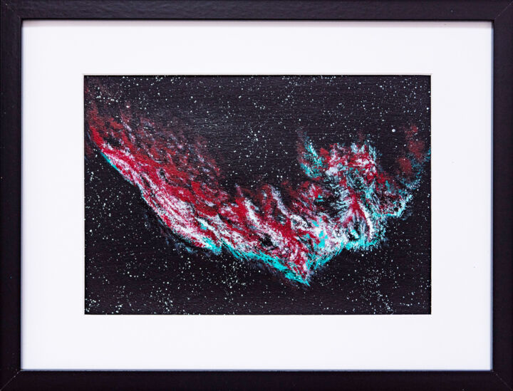ENERGY SPACE, framed outer space, veil nebula, universe, sky 绘画, 7.9x11.4 in