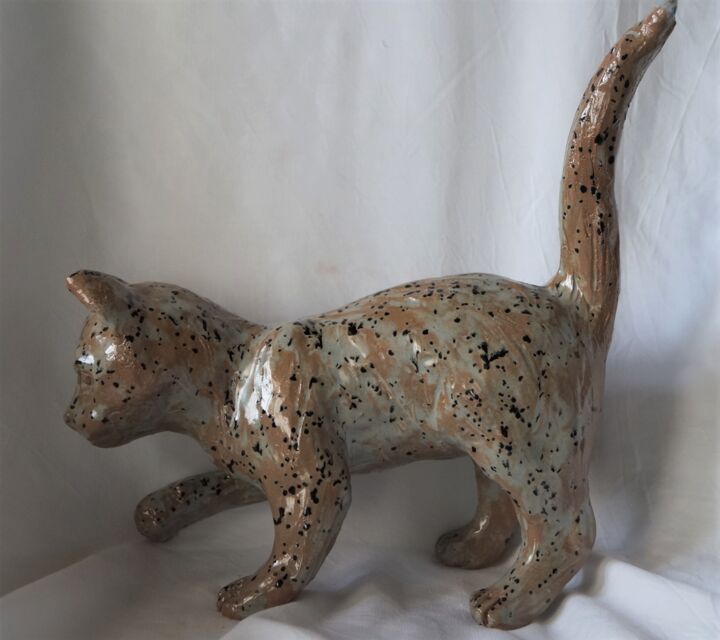 CHAT JOUEUR 雕塑, 11.4x11.8 in