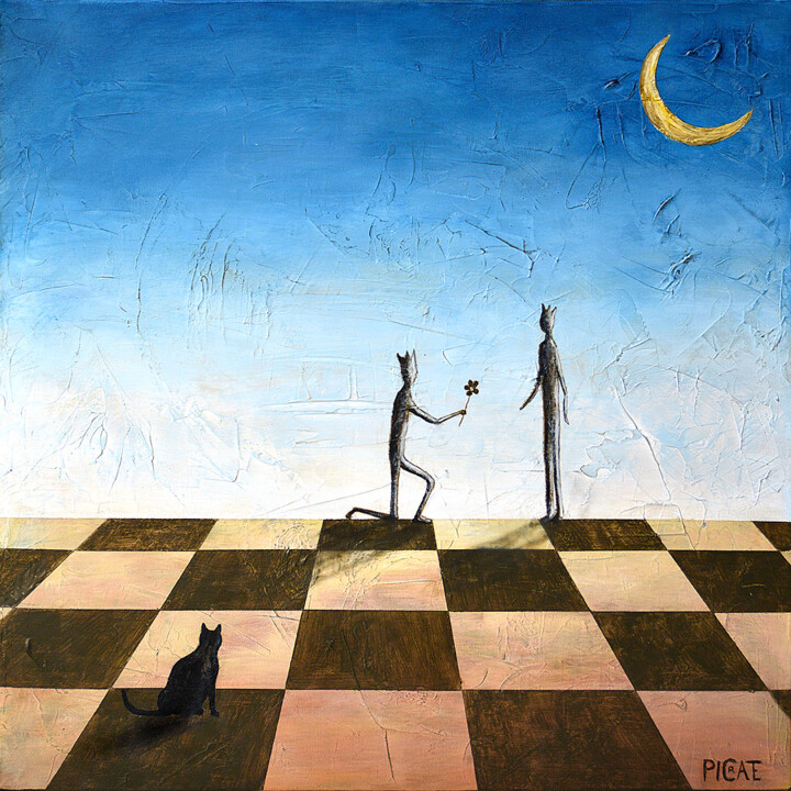"Le Grand Jeu" 绘画, 23.6x23.6 in