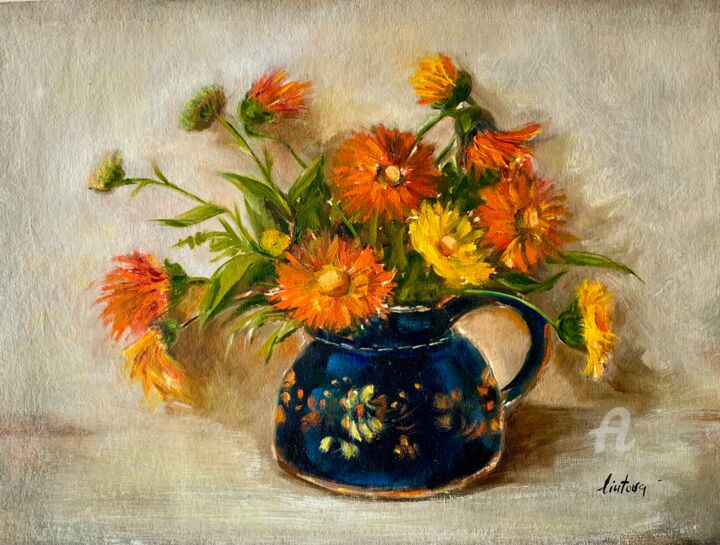 Fleurs d'automne 绘画, 9.8x13.8 in