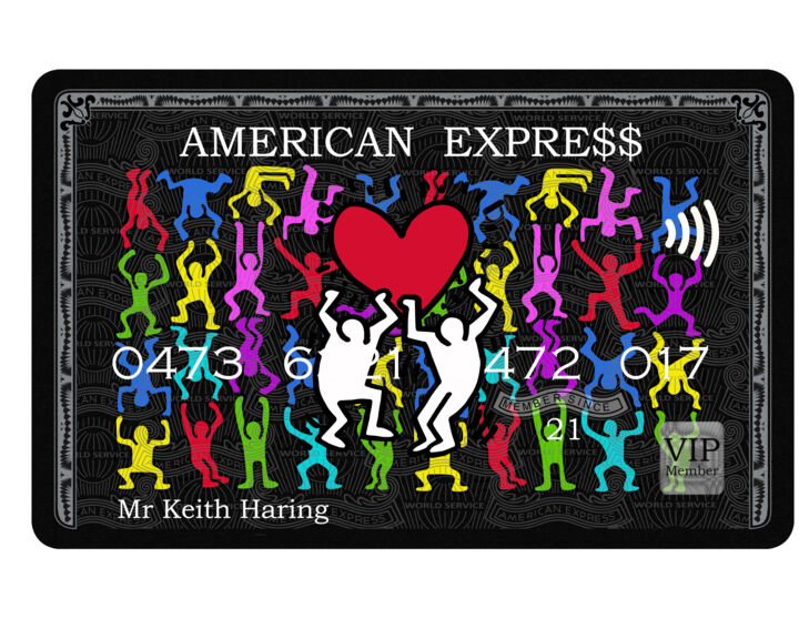 Peinture intitulée "Amex Keith Haring" par N Nathan, Œuvre d'art originale, Peinture numérique