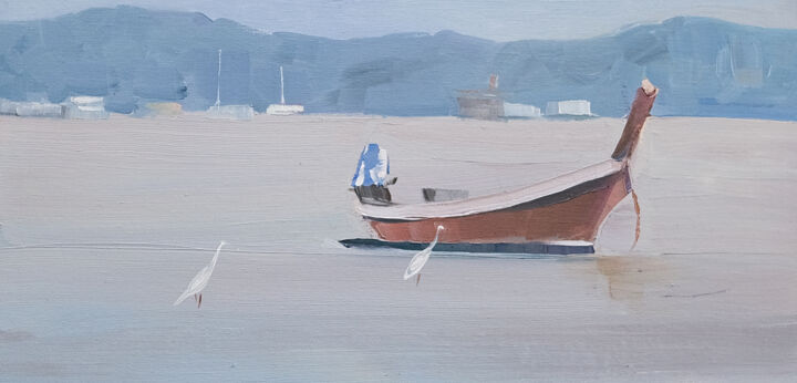 Painting titled ""Thailand"" by Ruslan Gubaydullin, Original Artwork, Oil Mounted on Cardboard