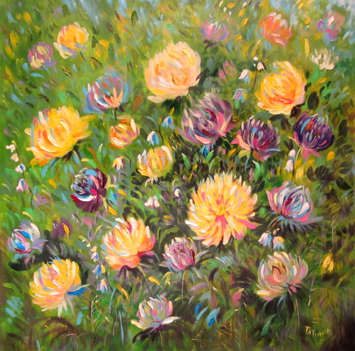 Asters-2 绘画, 31.5x31.5 in