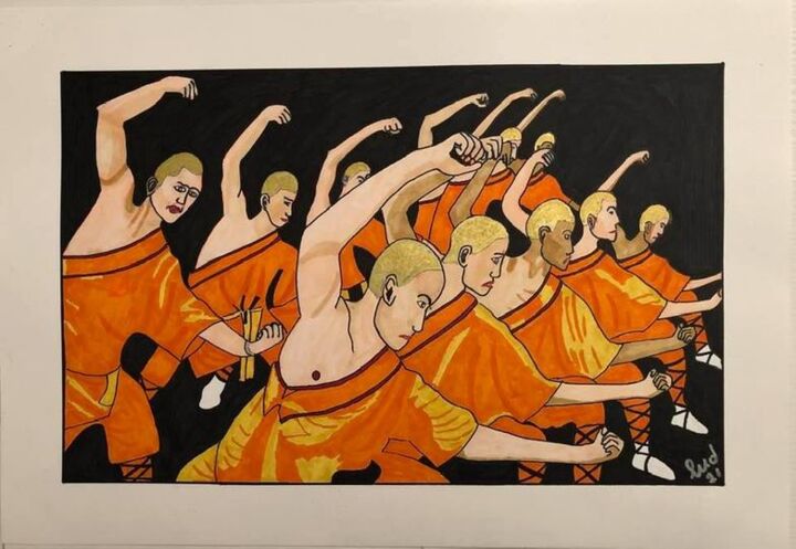 MONKS 绘画, 13x18.9 in