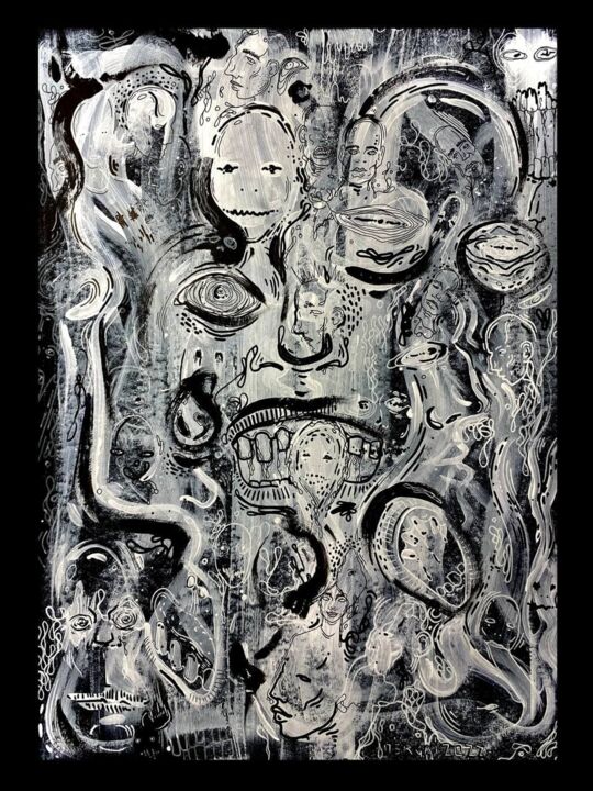 Drawing titled "White dimension" by Sergei Dergaev, Original Artwork, Acrylic