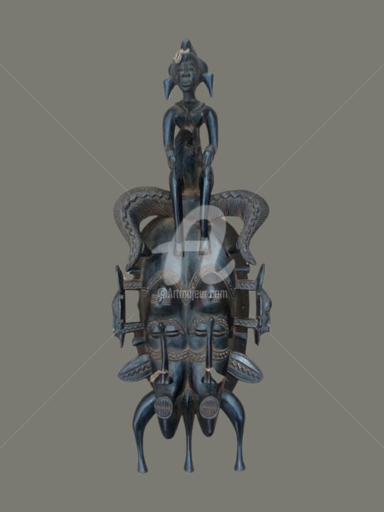 Masque Senoufo art tribal art Akan art premier KA22ART014 雕塑, 15.8x5.9 in