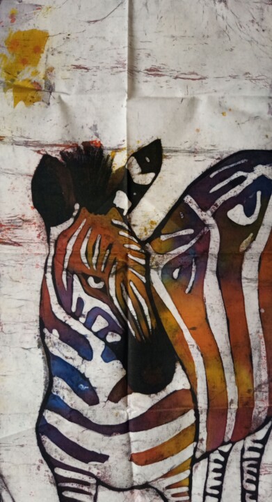 绘画 标题为“Zebra” 由Jafeth Moiane, 原创艺术品, 蜡