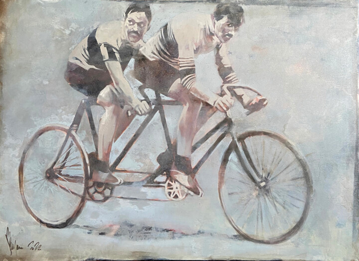 The Invincible Tandem. 绘画, 27.6x39.4 in