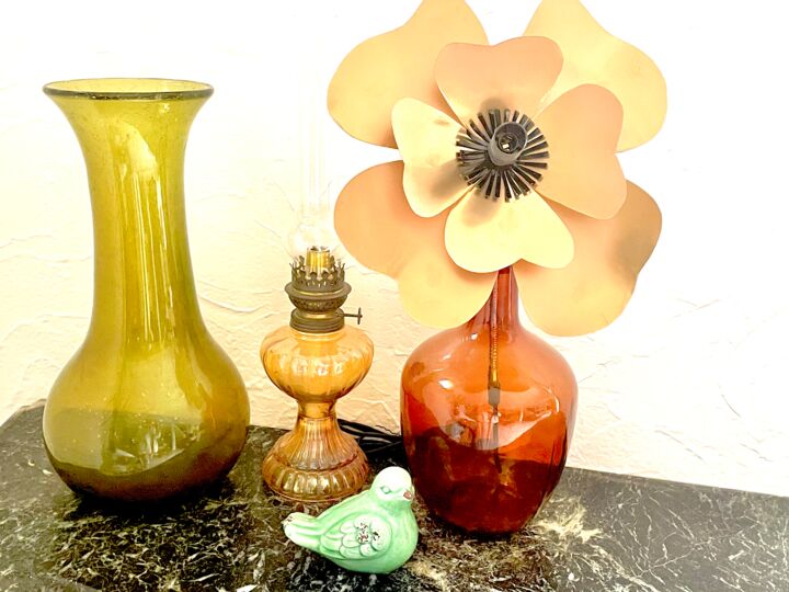 Lampe fleur le pavot doré Design, 29.5x13.8 in