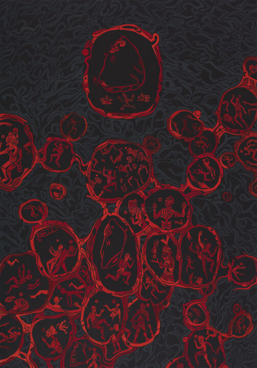 Under each stone is life. Even in ash and lava 绘画, 27.6x19.7 in