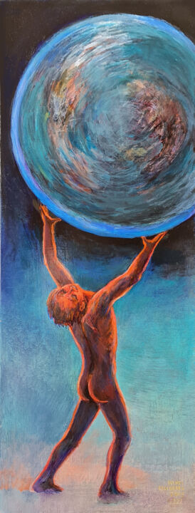 Atlas debout 绘画, 20.5x7.9 in