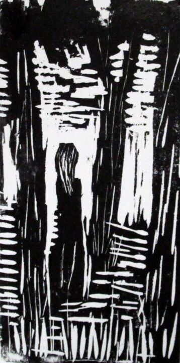 jeune fille se promenant dans un bois Printmaking