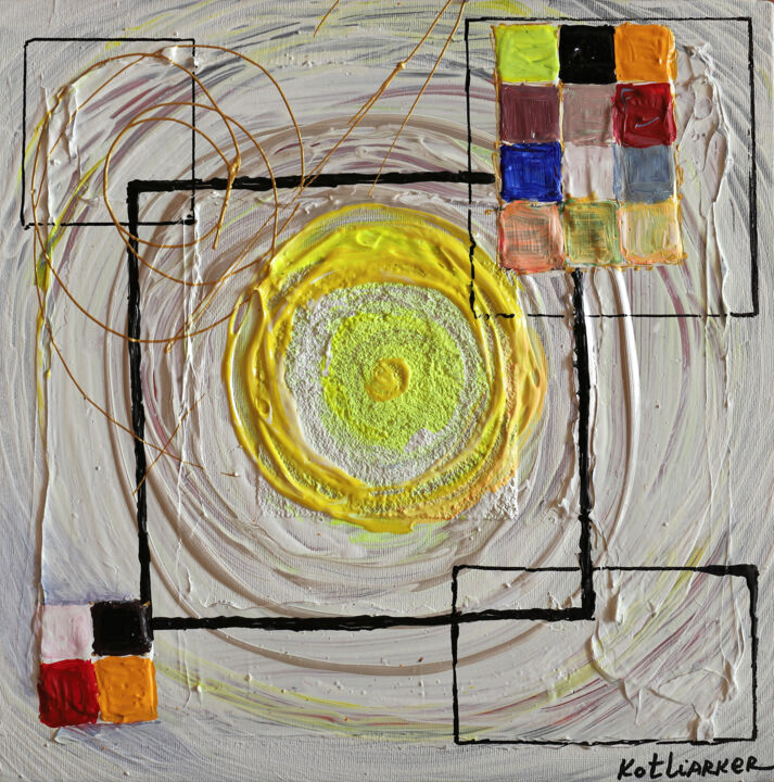 Painting titled "Pixelization #2" by Elena Kotliarker, Original Artwork, Acrylic Mounted on Wood Stretcher frame