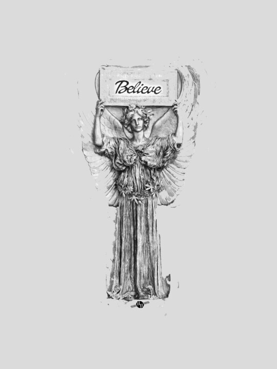 Believe Angel BW 绘画, 24x18 in