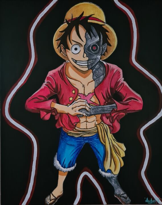 Luffy Vs Terminator 绘画, 19.7x15.8 in