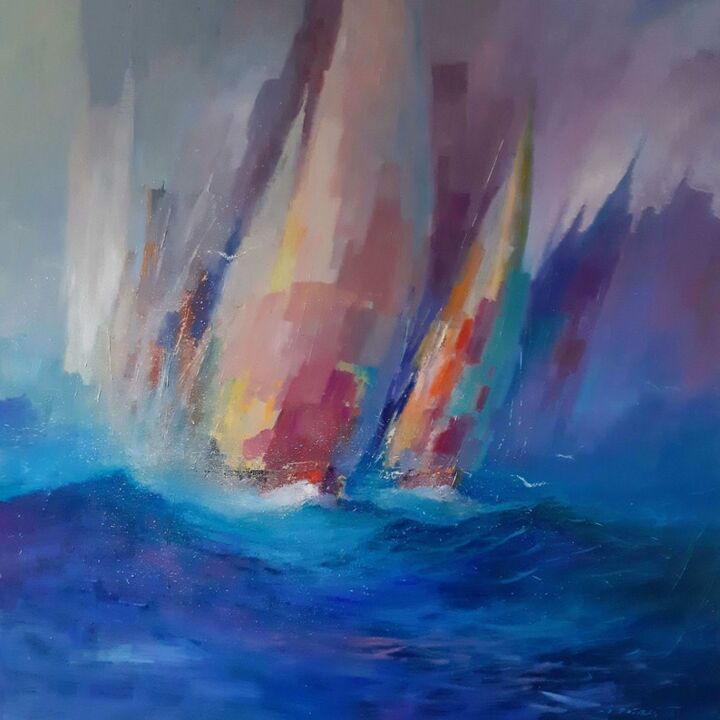 Painting titled "Wild sea" by Ivica Petraš, Original Artwork, Oil