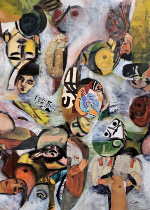 Collages intitulée "Solutions féminines" par Ludovic Grosset, Œuvre d'art originale, Collages Monté sur Panneau de bois