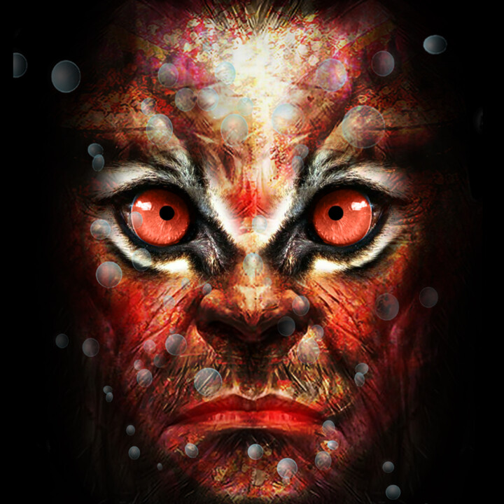 Digital Arts titled "Zezowaty demon o cz…" by Dariusz Demoon Madaj, Original Artwork, Digital Painting