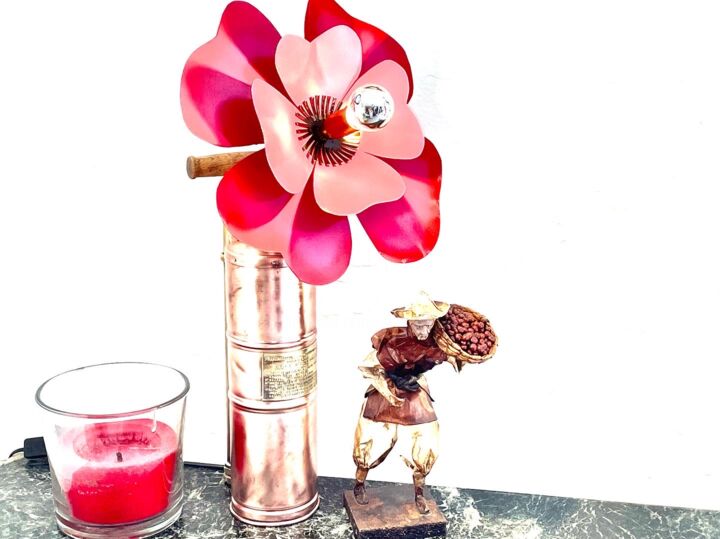 Lampe fleur le pavot rouge framboise 设计, 29.5x13.8 in