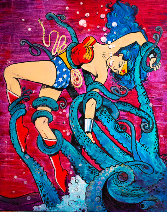 Fighting With Sea Monster 绘画, 39.4x31.5 in