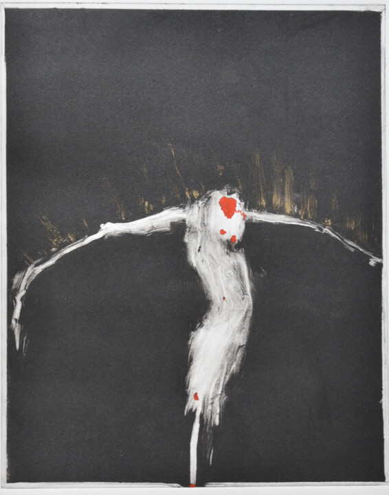 Gravures & estampes intitulée "Sepy" par Corinne Cesca, Œuvre d'art originale, Monotype