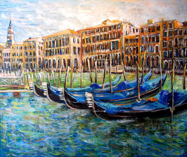 Venice, gondolas 绘画, 39.4x47.2 in
